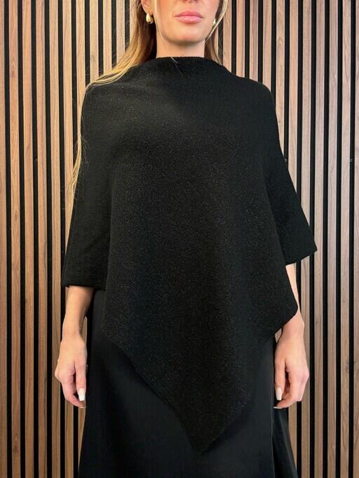 Gemini - Asta poncho, svart m silverglitter